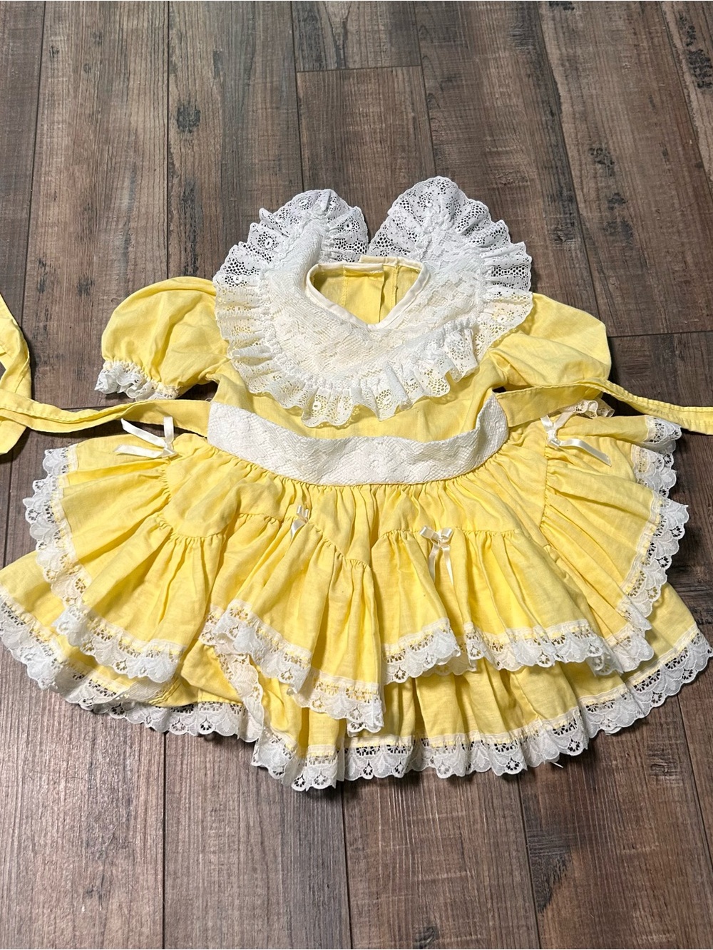 Honey Bee Dress Toddler 2T Butter Yellow White Southern Belle Lace Ruffle